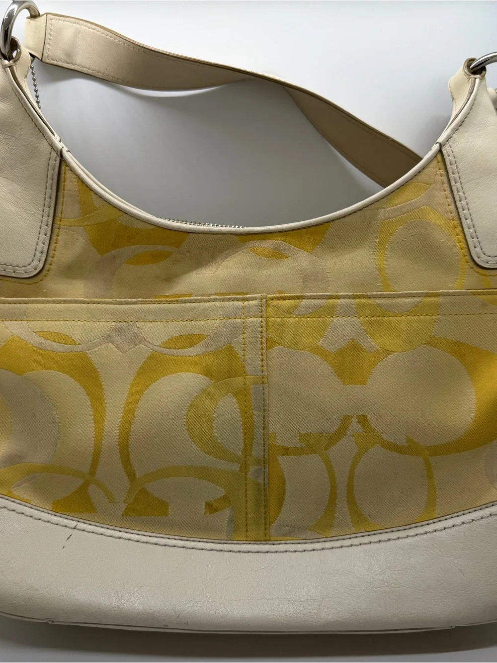 Coach Yellow and Cream Signature Canvas Shoulder Bag - Picture 2 of 5